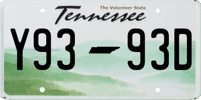 TN license plate Y9393D
