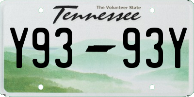 TN license plate Y9393Y