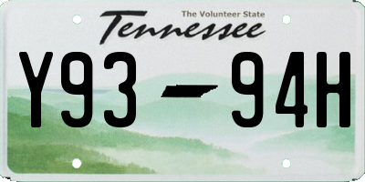 TN license plate Y9394H