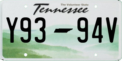 TN license plate Y9394V