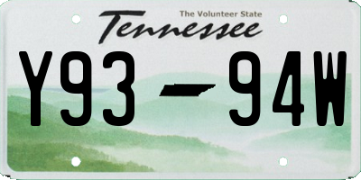 TN license plate Y9394W