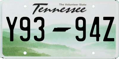 TN license plate Y9394Z