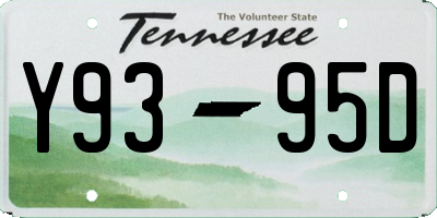 TN license plate Y9395D
