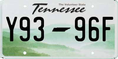 TN license plate Y9396F