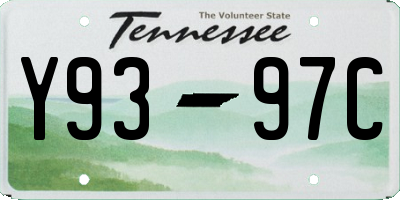 TN license plate Y9397C
