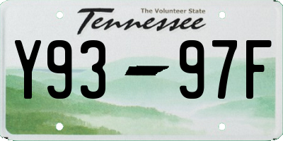 TN license plate Y9397F