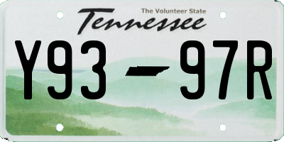 TN license plate Y9397R