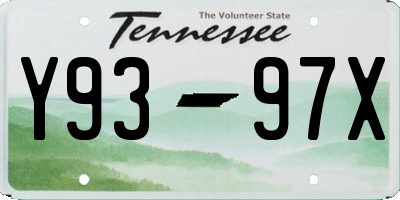 TN license plate Y9397X