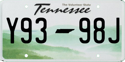 TN license plate Y9398J