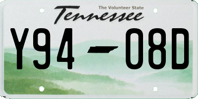 TN license plate Y9408D