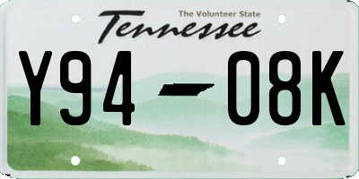 TN license plate Y9408K