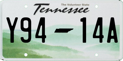 TN license plate Y9414A