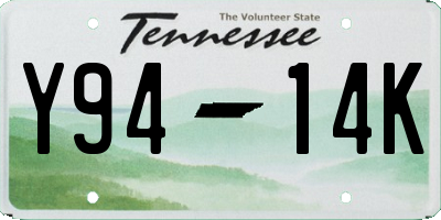 TN license plate Y9414K