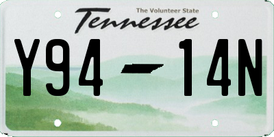 TN license plate Y9414N