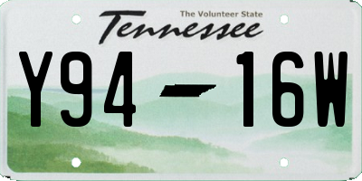 TN license plate Y9416W