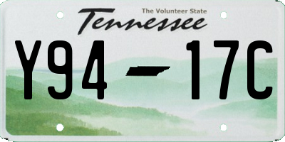 TN license plate Y9417C