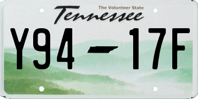TN license plate Y9417F