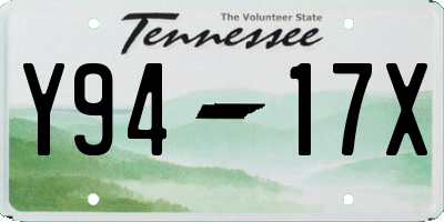 TN license plate Y9417X