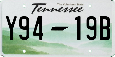 TN license plate Y9419B