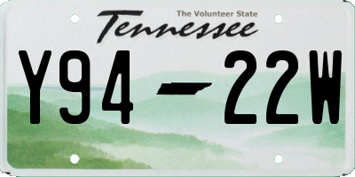 TN license plate Y9422W