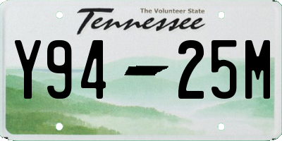 TN license plate Y9425M