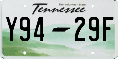 TN license plate Y9429F