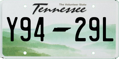 TN license plate Y9429L
