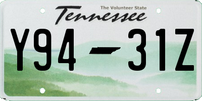 TN license plate Y9431Z