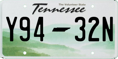TN license plate Y9432N