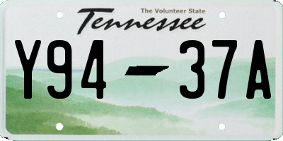TN license plate Y9437A