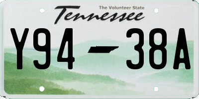 TN license plate Y9438A