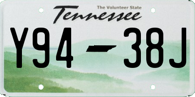 TN license plate Y9438J