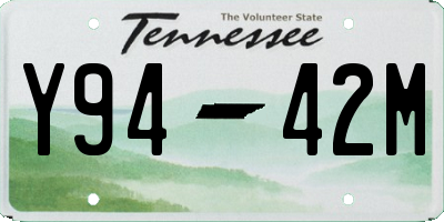 TN license plate Y9442M