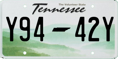 TN license plate Y9442Y