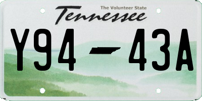 TN license plate Y9443A
