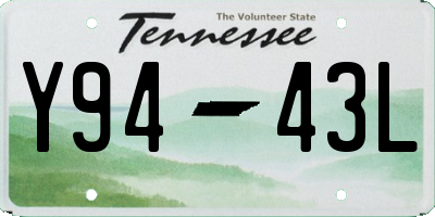 TN license plate Y9443L