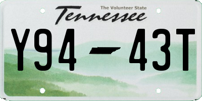 TN license plate Y9443T