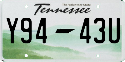 TN license plate Y9443U