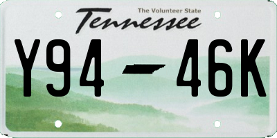 TN license plate Y9446K