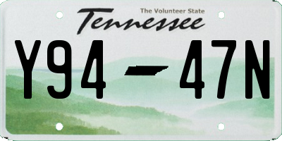 TN license plate Y9447N