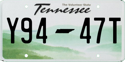 TN license plate Y9447T