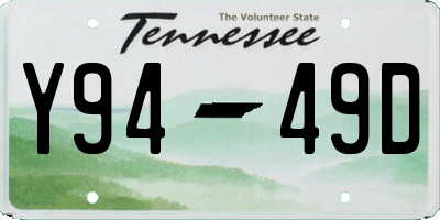 TN license plate Y9449D