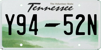TN license plate Y9452N