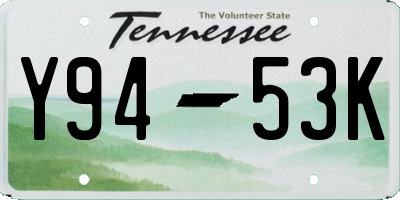 TN license plate Y9453K