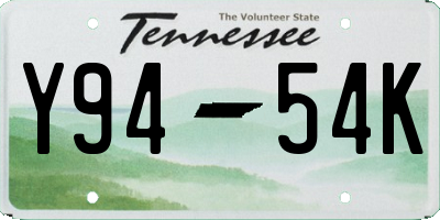 TN license plate Y9454K