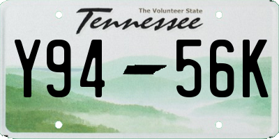 TN license plate Y9456K