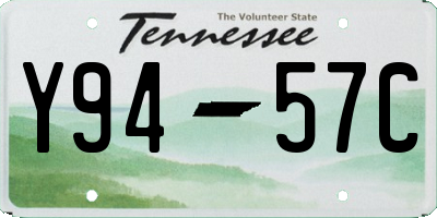 TN license plate Y9457C