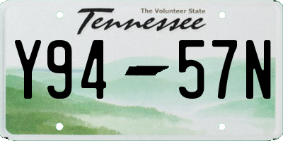 TN license plate Y9457N
