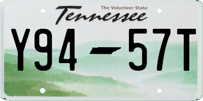 TN license plate Y9457T