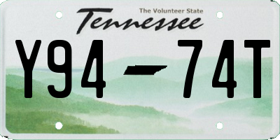 TN license plate Y9474T